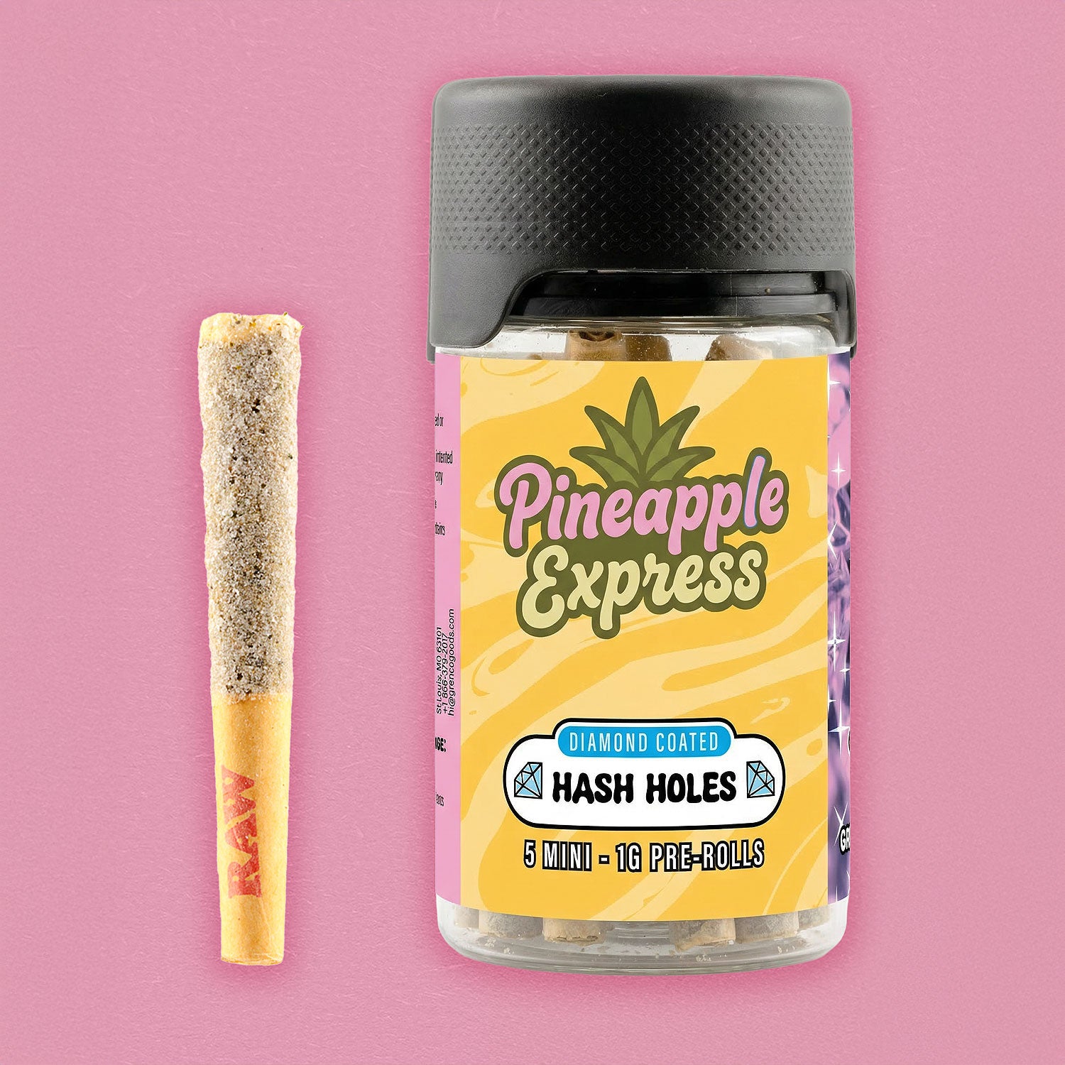Pineapple Express diamond hash hole pre-roll standing